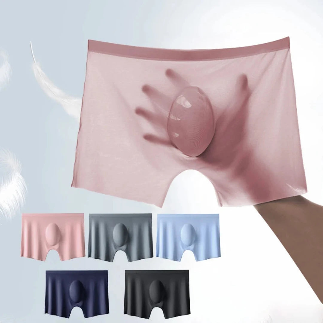 Stylish Men’s Ice Silk Boxer Shorts – Seamless, Breathable & Fresh